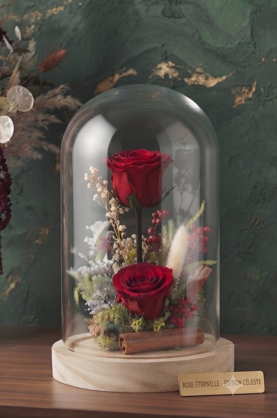 Cloche sous verre Rose Unique
